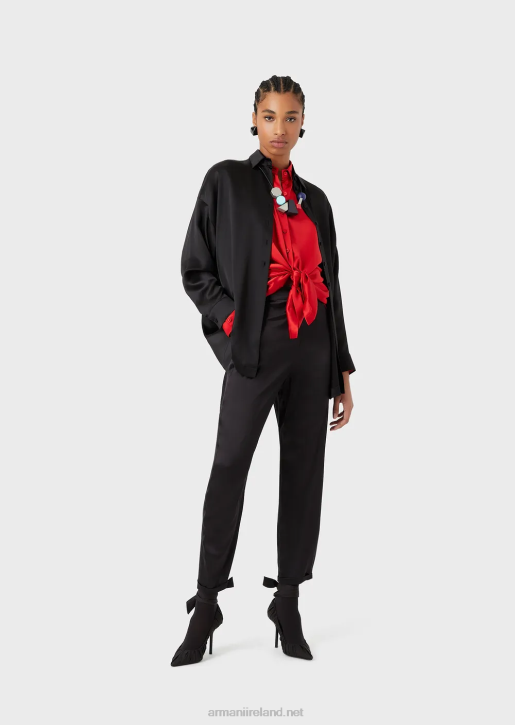 Women 086V369 Silk Satin Oversized Shirt With Opening Armani