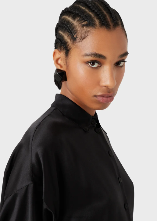 Women 086V369 Silk Satin Oversized Shirt With Opening Armani