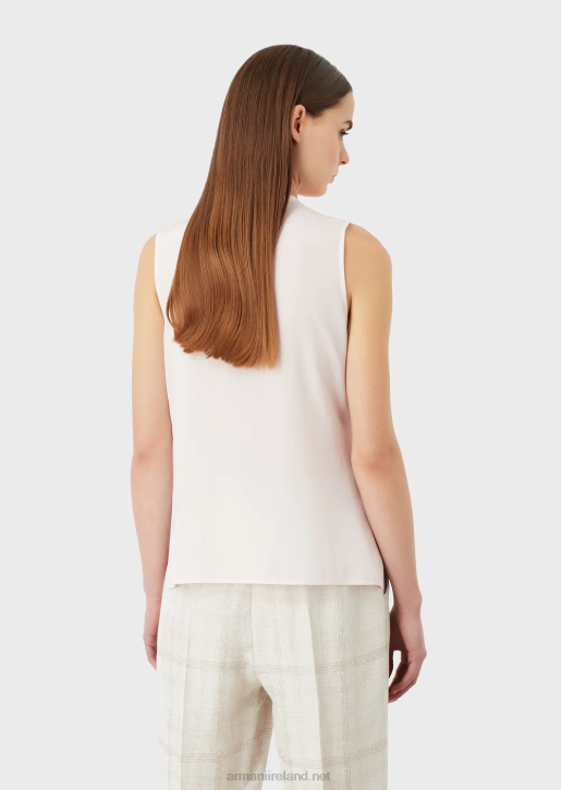 Women 086V370 Pure Silk Crepe-De-Chine Sleeveless Top Armani Rosa Chiaro