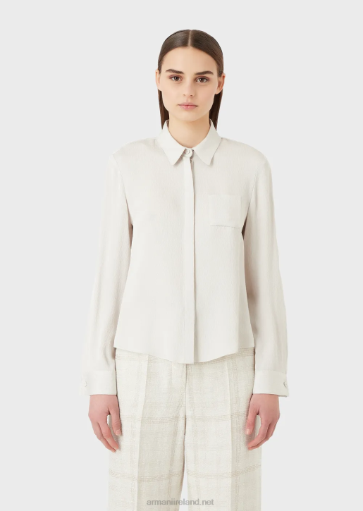 Women 086V373 Froisse Jacquard Cupro Blend Shirt Armani Light Gray