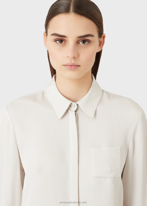 Women 086V373 Froisse Jacquard Cupro Blend Shirt Armani Light Gray