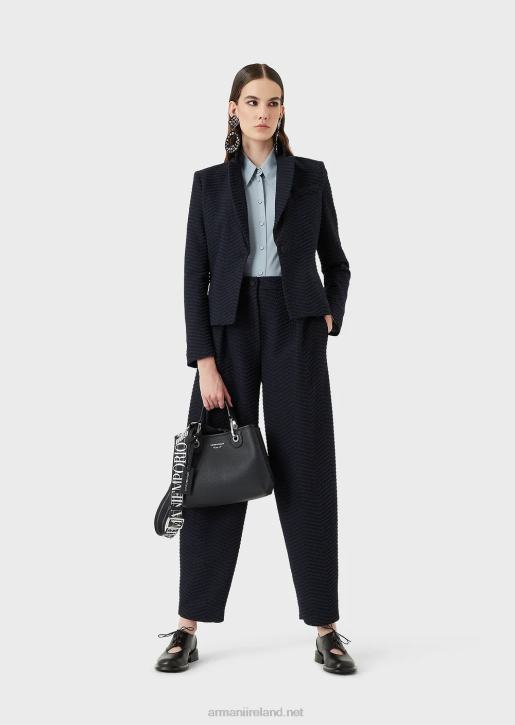 Women 086V374 Pure Silk Crepe-De-Chine Shirt Armani Azure