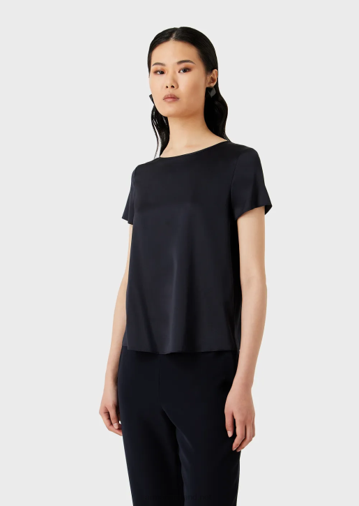 Women 086V377 Silk Satin Blouse Armani Navy Blue
