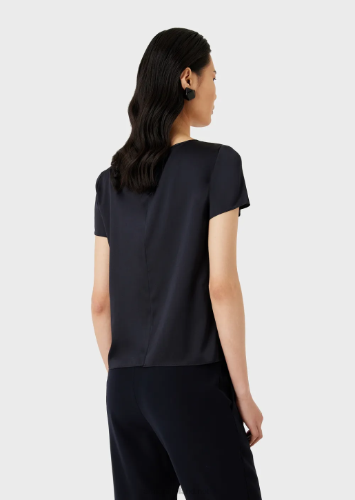 Women 086V377 Silk Satin Blouse Armani Navy Blue