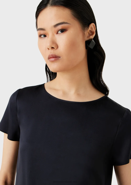 Women 086V377 Silk Satin Blouse Armani Navy Blue