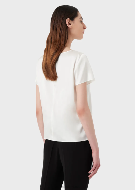 Women 086V378 Silk Satin Blouse Armani White