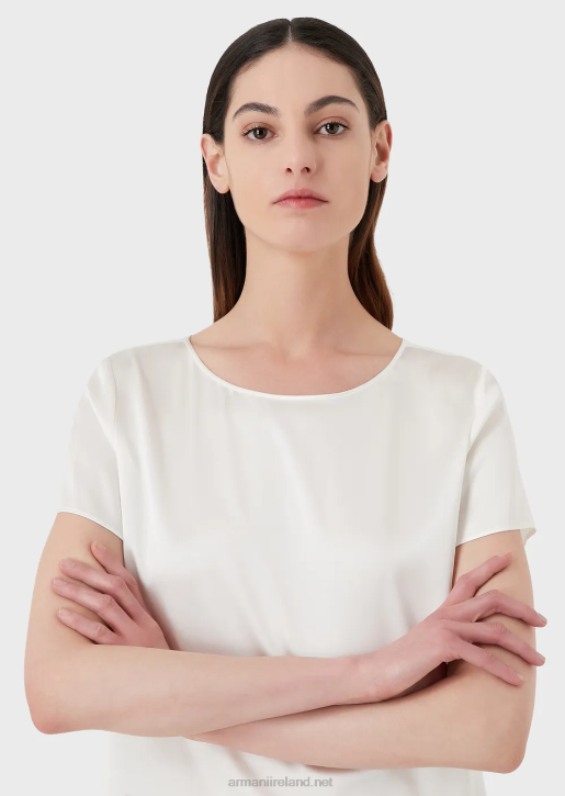 Women 086V378 Silk Satin Blouse Armani White