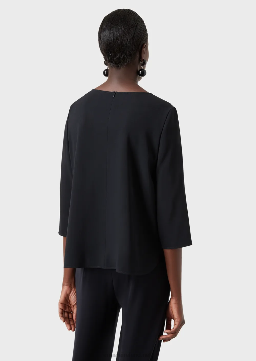 Women 086V388 Envers-Satin Blouse With 3/4 Sleeves Armani Navy Blue