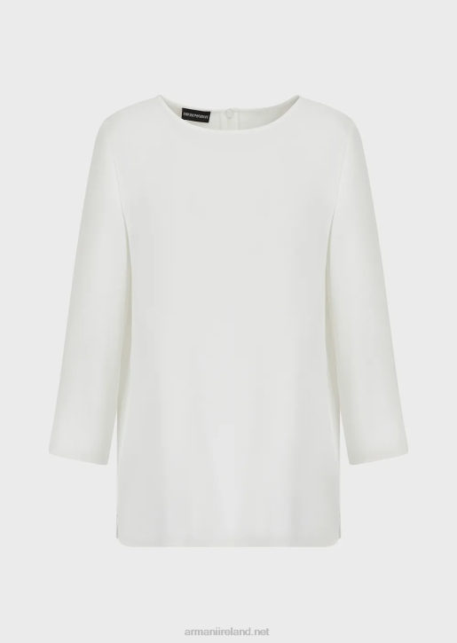 Women 086V389 Envers-Satin Blouse With 3/4 Sleeves Armani White