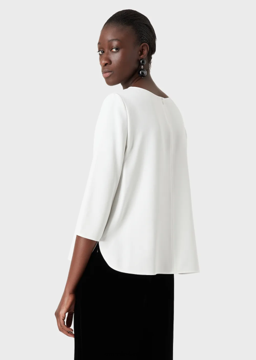 Women 086V389 Envers-Satin Blouse With 3/4 Sleeves Armani White