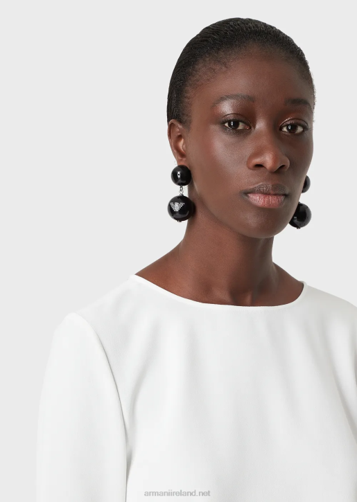 Women 086V389 Envers-Satin Blouse With 3/4 Sleeves Armani White