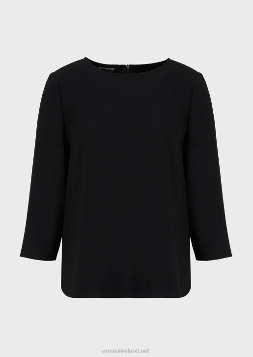 Women 086V390 Envers-Satin Blouse With 3/4 Sleeves Armani Black