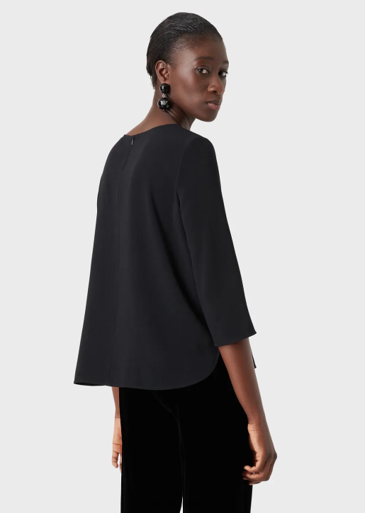 Women 086V390 Envers-Satin Blouse With 3/4 Sleeves Armani Black