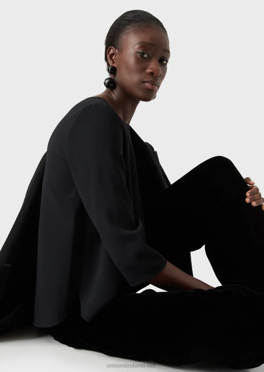 Women 086V390 Envers-Satin Blouse With 3/4 Sleeves Armani Black