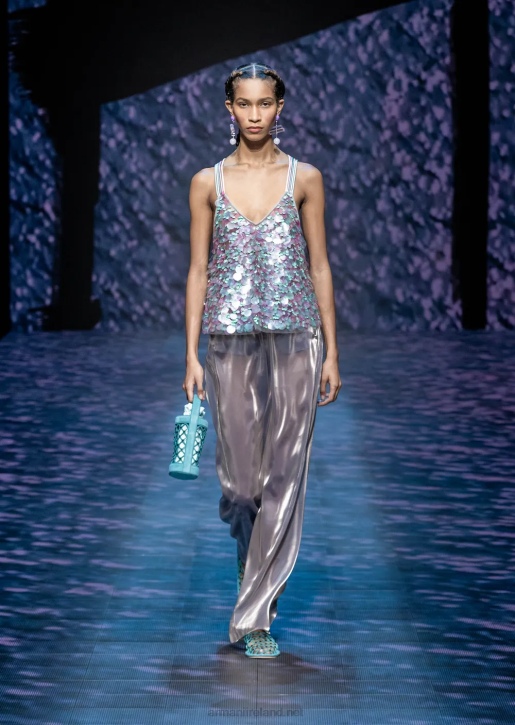 Women 086V394 Top With Different-Sized, Multicoloured Sequins Armani