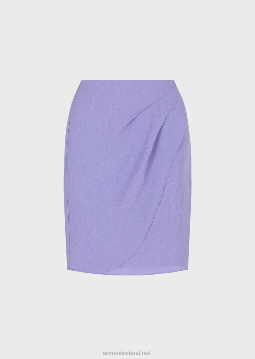 Women 086V326 Granite-Fabric Tulip-Hem Mini Skirt With Draping Armani Lilla