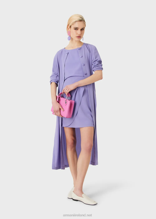 Women 086V326 Granite-Fabric Tulip-Hem Mini Skirt With Draping Armani Lilla