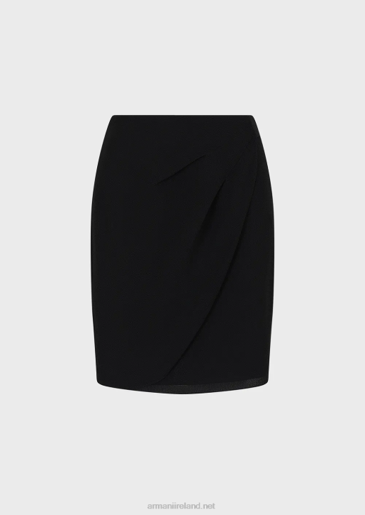 Women 086V327 Granite-Fabric Tulip-Hem Mini Skirt With Draping Armani Black