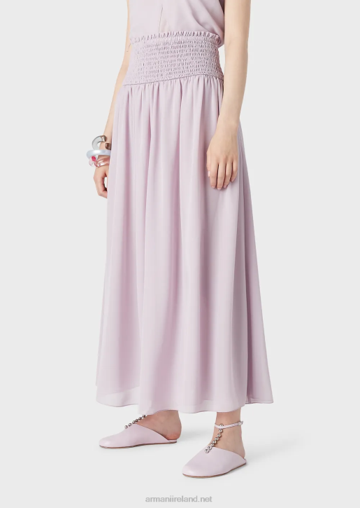 Women 086V328 Crepon Long Skirt With Embossed Stretch Peplum Armani