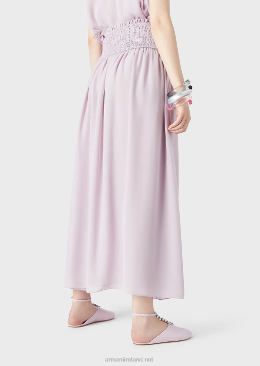 Women 086V328 Crepon Long Skirt With Embossed Stretch Peplum Armani