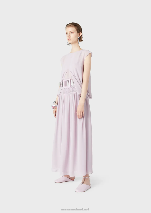 Women 086V328 Crepon Long Skirt With Embossed Stretch Peplum Armani