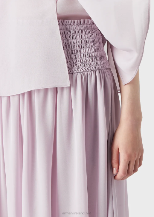 Women 086V328 Crepon Long Skirt With Embossed Stretch Peplum Armani