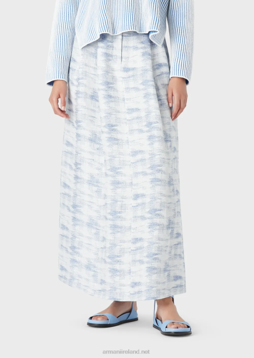 Women 086V330 Gradient Jacquard Linen-Blend Long Skirt Armani Pattern
