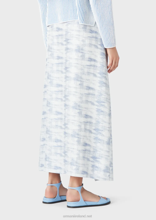 Women 086V330 Gradient Jacquard Linen-Blend Long Skirt Armani Pattern