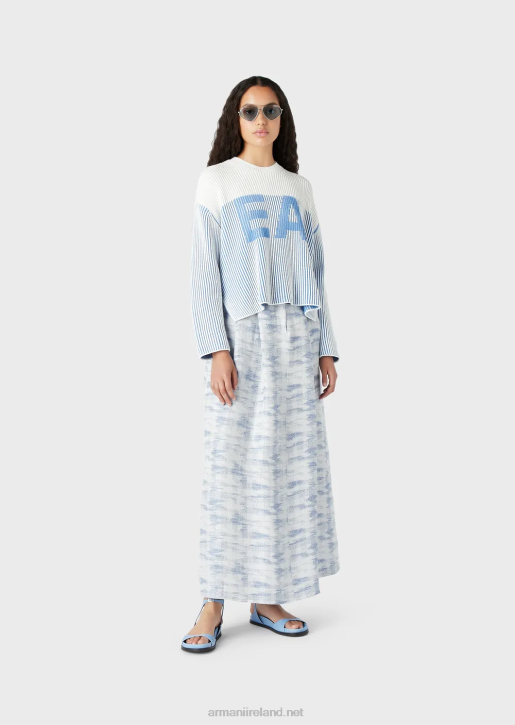 Women 086V330 Gradient Jacquard Linen-Blend Long Skirt Armani Pattern