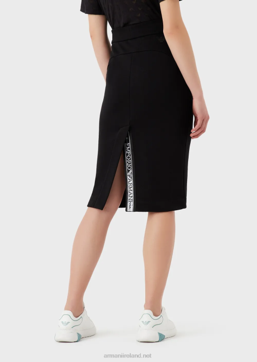 Women 086V331 French Terry Pencil Midi Skirt With Logo Tape Armani