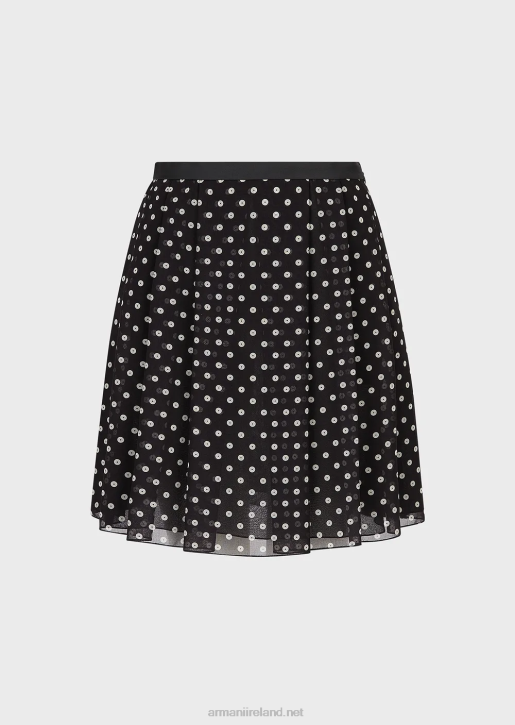 Women 086V335 All-Over Sequin Print Georgette Skirt Armani Pattern