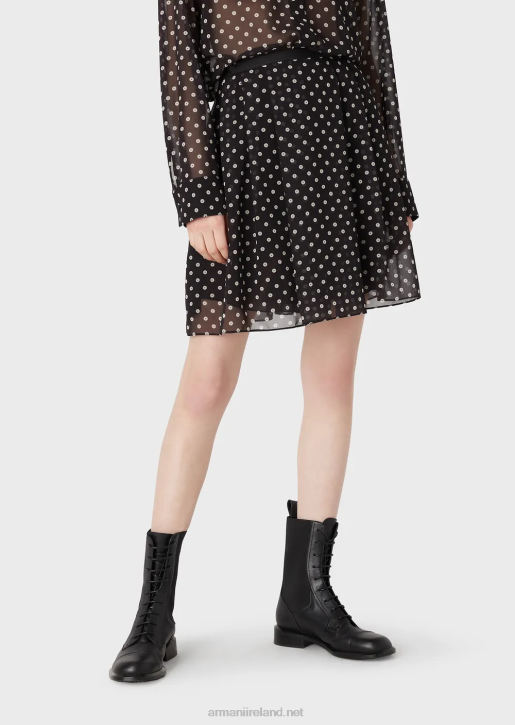 Women 086V335 All-Over Sequin Print Georgette Skirt Armani Pattern