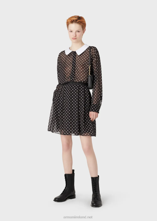 Women 086V335 All-Over Sequin Print Georgette Skirt Armani Pattern