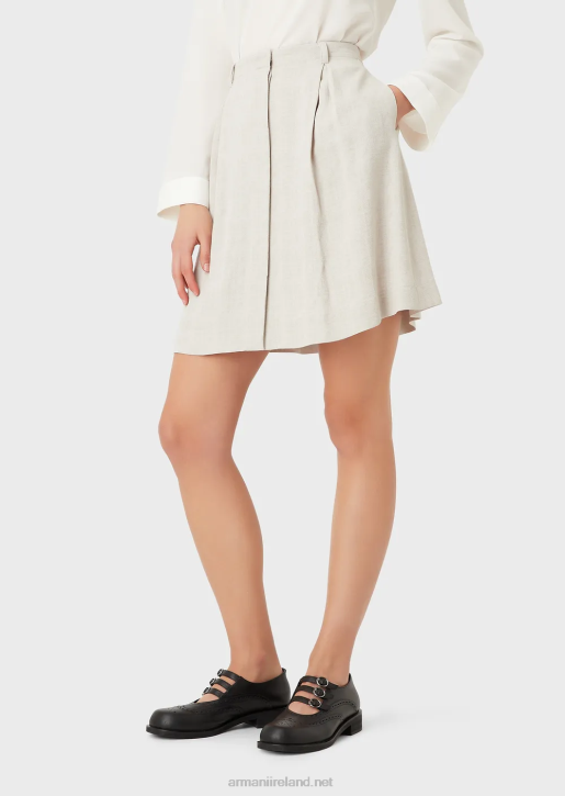 Women 086V336 Gradient Check Jacquard Skirt With Godet Pleats Armani Dove Grey