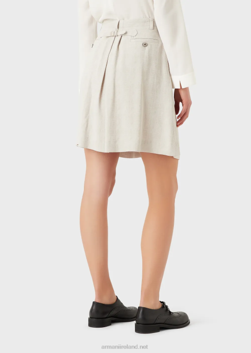 Women 086V336 Gradient Check Jacquard Skirt With Godet Pleats Armani Dove Grey