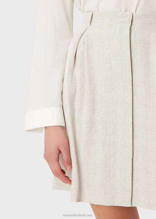 Women 086V336 Gradient Check Jacquard Skirt With Godet Pleats Armani Dove Grey
