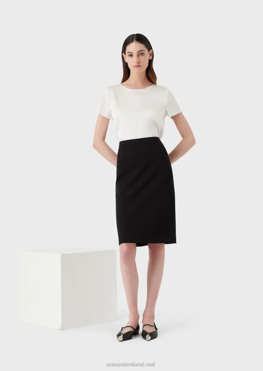 Women 086V340 Milano-Stitch Pencil Skirt Armani Black