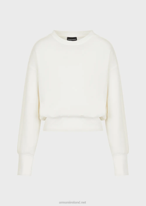 Women 086V404 Travel Essentials Sweatshirt In Double Jersey Armani Milky White
