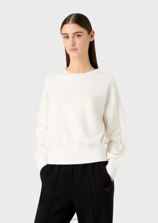 Women 086V404 Travel Essentials Sweatshirt In Double Jersey Armani Milky White