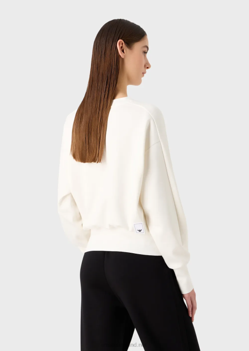 Women 086V404 Travel Essentials Sweatshirt In Double Jersey Armani Milky White