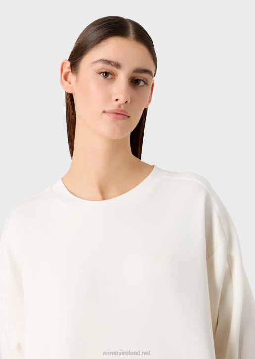 Women 086V404 Travel Essentials Sweatshirt In Double Jersey Armani Milky White