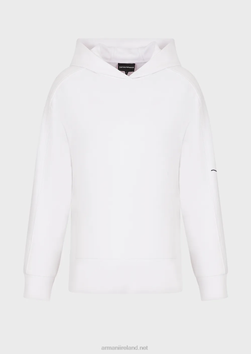 Women 086V406 Hooded Sweatshirt With Embossed Signature Embroidered Logo Armani White