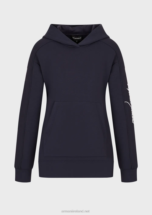 Women 086V407 Hooded Sweatshirt With Embossed Signature Embroidered Logo Armani Purple