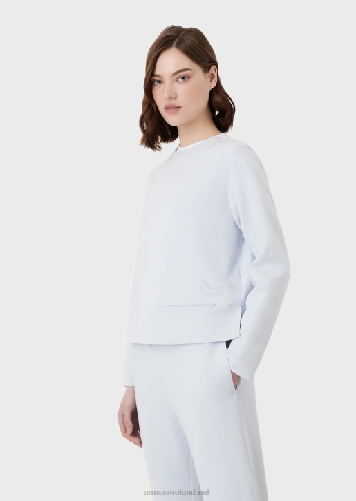 Women 086V408 Double-Jersey Sweatshirt With Matching Rubberised Logo Armani Azure