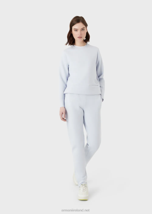 Women 086V408 Double-Jersey Sweatshirt With Matching Rubberised Logo Armani Azure