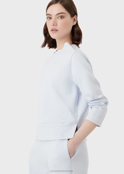 Women 086V408 Double-Jersey Sweatshirt With Matching Rubberised Logo Armani Azure