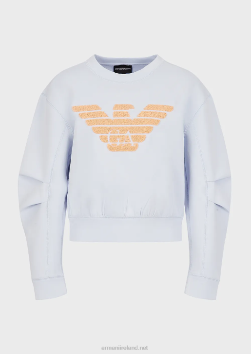 Women 086V409 Double-Jersey Sweatshirt With Embroidery-Stitch Oversized Eagle Armani Azure