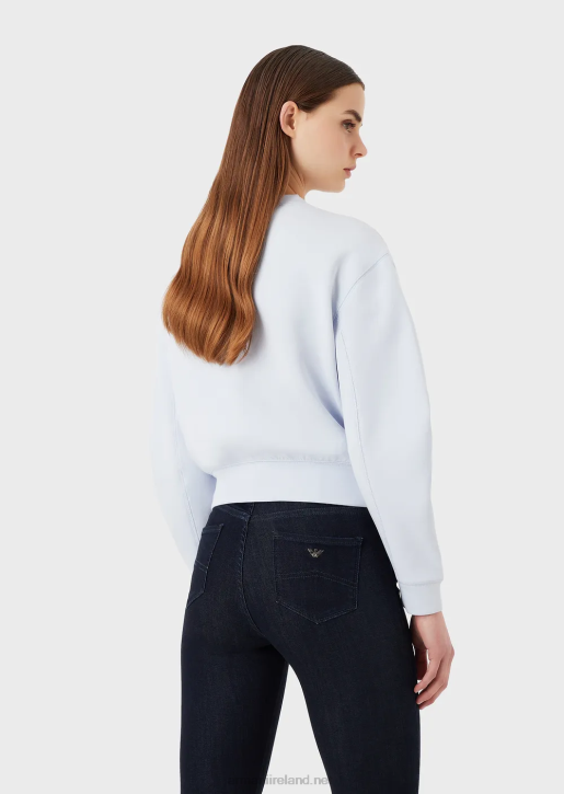 Women 086V409 Double-Jersey Sweatshirt With Embroidery-Stitch Oversized Eagle Armani Azure