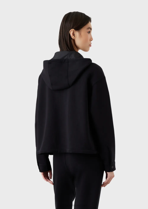 Women 086V410 Double-Jersey, Hooded Zip-Up Sweatshirt With Matching Rubberised Logo Armani Navy Blue