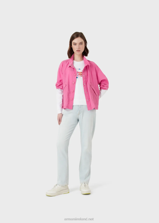 Women 086V418 Organic French Terrycloth Sweatshirt With Oversized Eagle Pattern Armani White